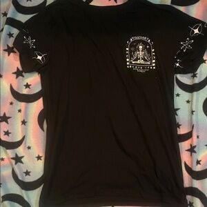 Black Graphic Tee with White Design